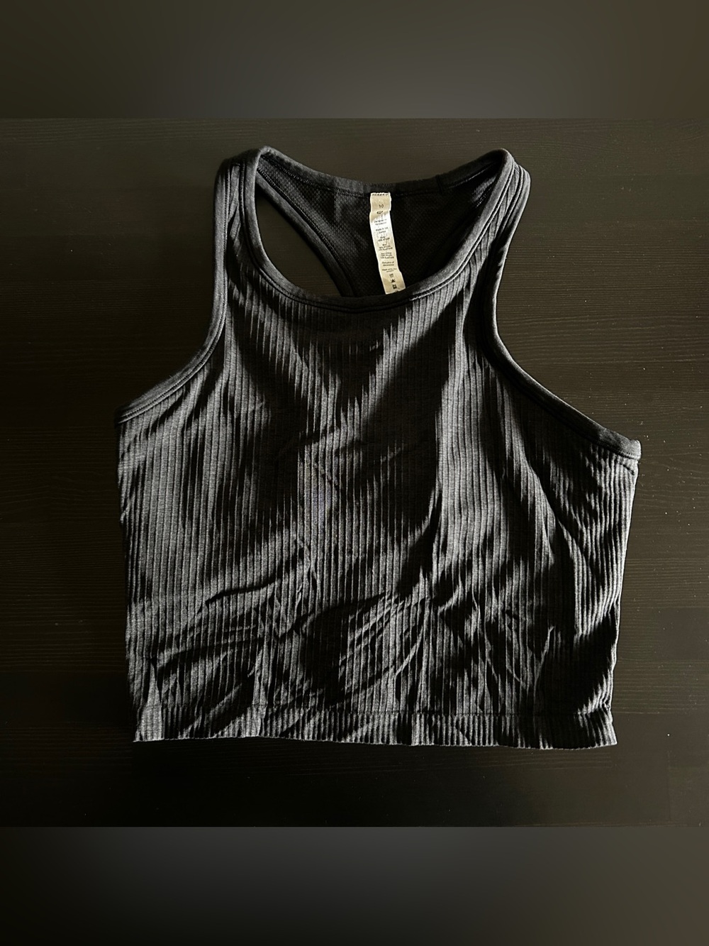 Lululemon Ebb to Street Cropped Racerback Tank—Black (size 10)